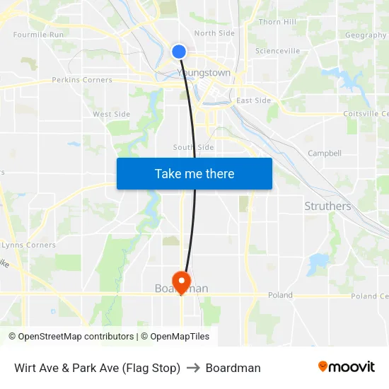 Wirt Ave & Park Ave (Flag Stop) to Boardman map