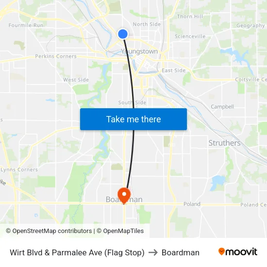 Wirt Blvd & Parmalee Ave (Flag Stop) to Boardman map