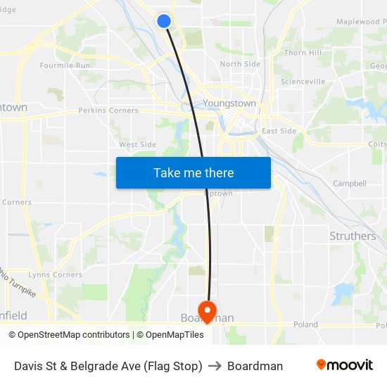 Davis St & Belgrade Ave (Flag Stop) to Boardman map