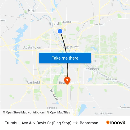 Trumbull Ave & N Davis St (Flag Stop) to Boardman map