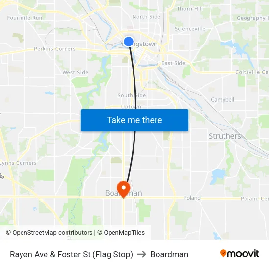 Rayen Ave & Foster St (Flag Stop) to Boardman map