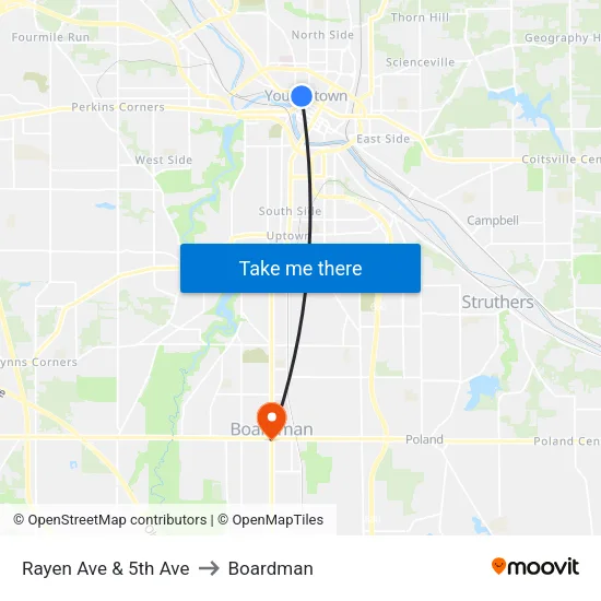 Rayen Ave & 5th Ave to Boardman map