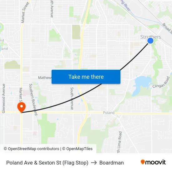 Poland Ave & Sexton St (Flag Stop) to Boardman map