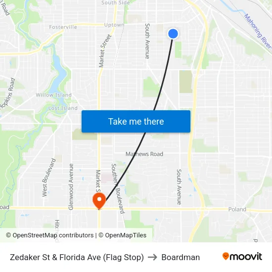 Zedaker St & Florida Ave (Flag Stop) to Boardman map