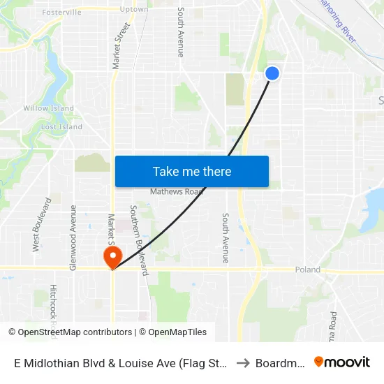 E Midlothian Blvd & Louise Ave (Flag Sto to Boardman map