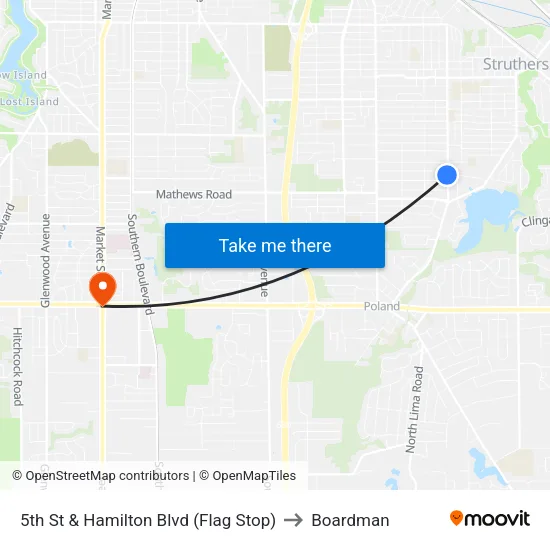 5th St & Hamilton Blvd (Flag Stop) to Boardman map
