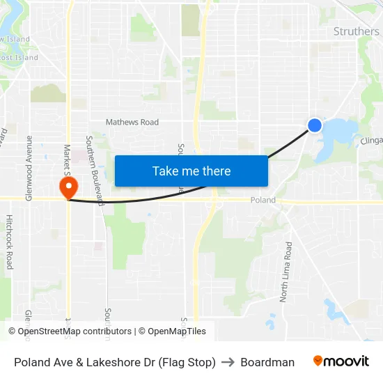 Poland Ave & Lakeshore Dr (Flag Stop) to Boardman map