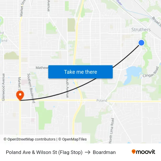 Poland Ave & Wilson St (Flag Stop) to Boardman map