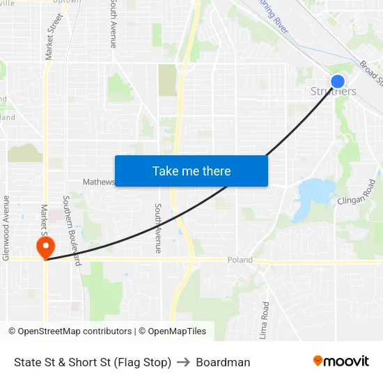 State St & Short St (Flag Stop) to Boardman map