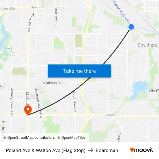Poland Ave & Walton Ave (Flag Stop) to Boardman map