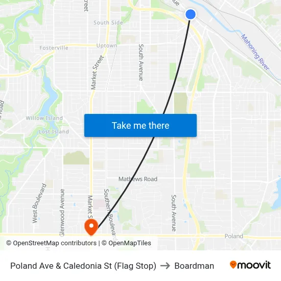 Poland Ave & Caledonia St (Flag Stop) to Boardman map