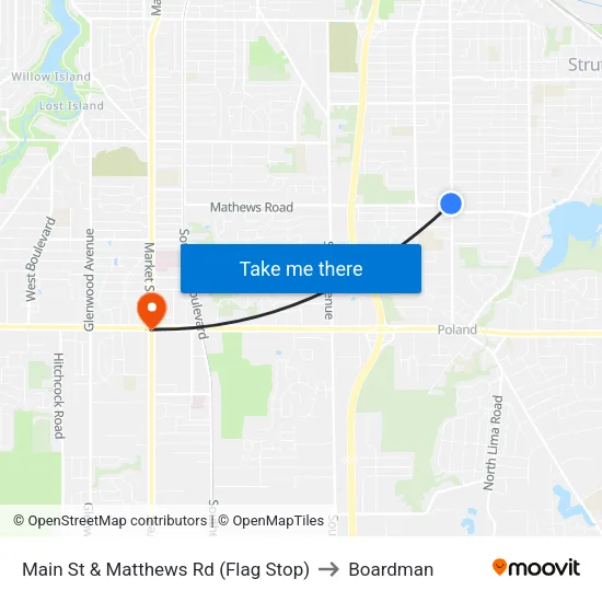 Main St & Matthews Rd (Flag Stop) to Boardman map