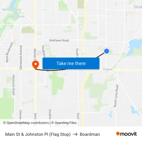 Main St & Johnston Pl (Flag Stop) to Boardman map
