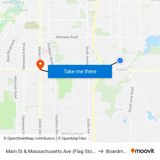 Main St & Massachusetts Ave (Flag Stop) to Boardman map