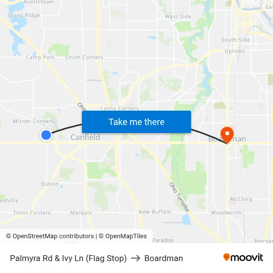 Palmyra Rd & Ivy Ln (Flag Stop) to Boardman map