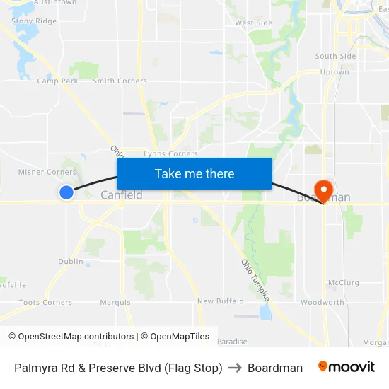 Palmyra Rd & Preserve Blvd (Flag Stop) to Boardman map