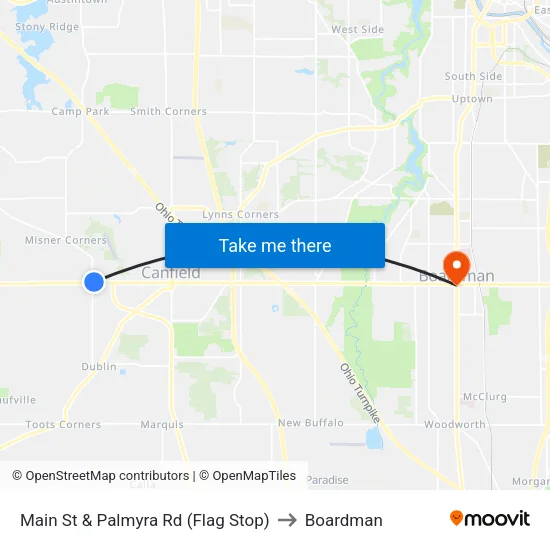 Main St & Palmyra Rd (Flag Stop) to Boardman map