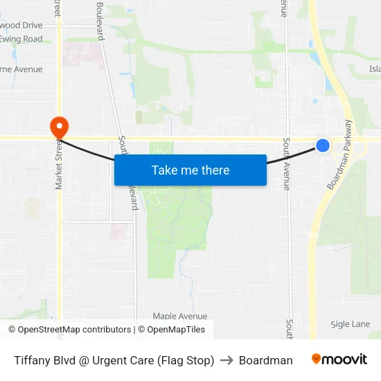 Tiffany Blvd @ Urgent Care (Flag Stop) to Boardman map