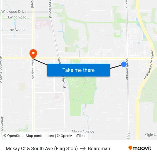 Mckay Ct & South Ave (Flag Stop) to Boardman map
