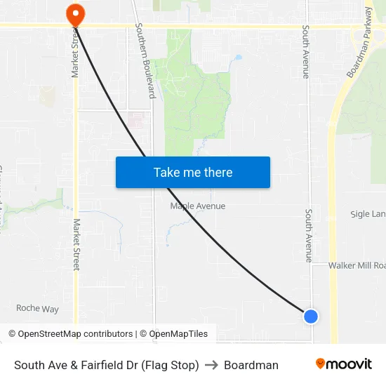 South Ave & Fairfield Dr (Flag Stop) to Boardman map
