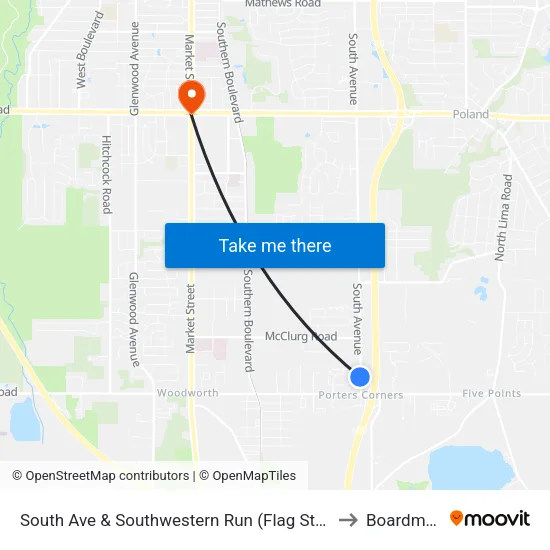 South Ave & Southwestern Run (Flag Stop) to Boardman map