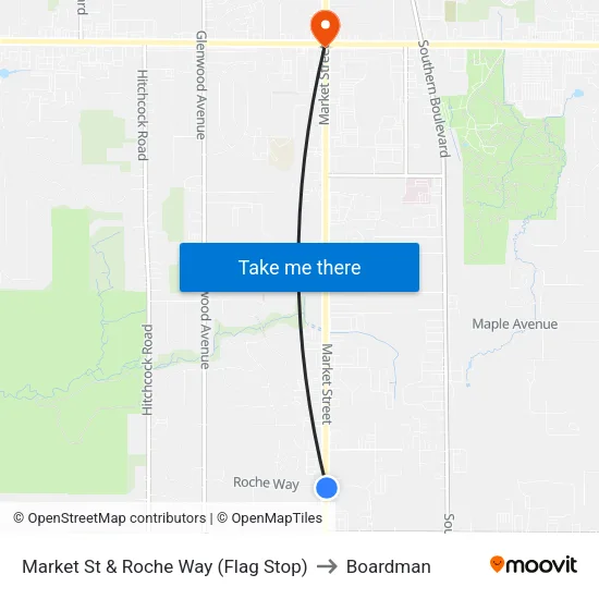 Market St & Roche Way (Flag Stop) to Boardman map