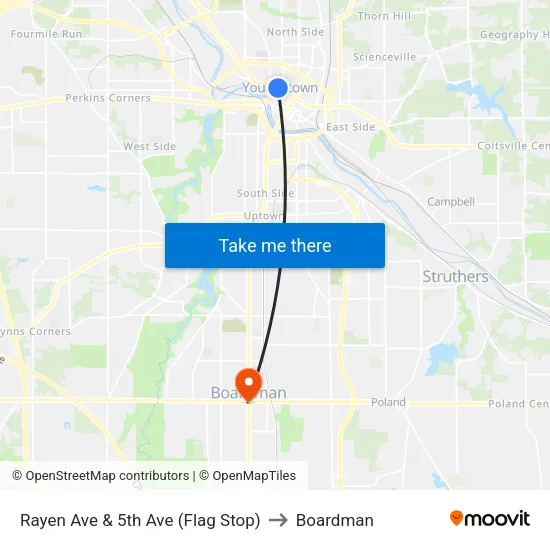 Rayen Ave & 5th Ave (Flag Stop) to Boardman map