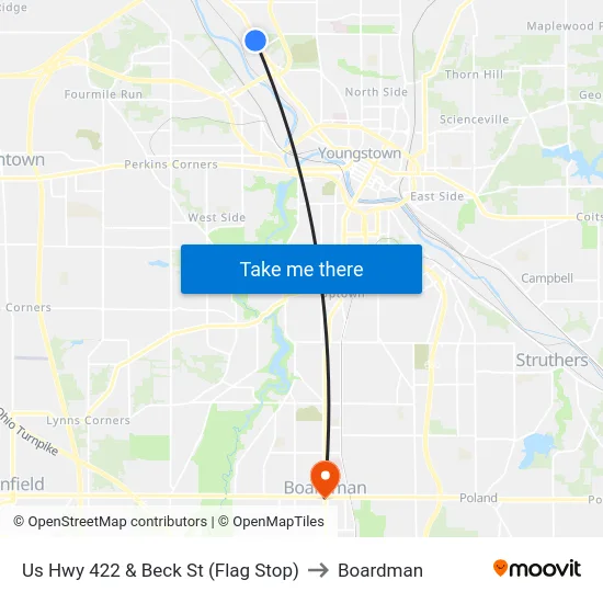 Us Hwy 422 & Beck St (Flag Stop) to Boardman map