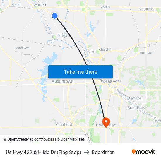 Us Hwy 422 & Hilda Dr (Flag Stop) to Boardman map