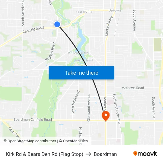 Kirk Rd & Bears Den Rd (Flag Stop) to Boardman map