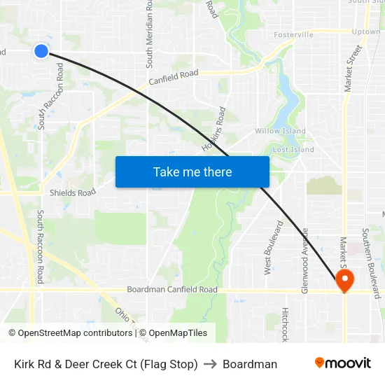 Kirk Rd & Deer Creek Ct (Flag Stop) to Boardman map