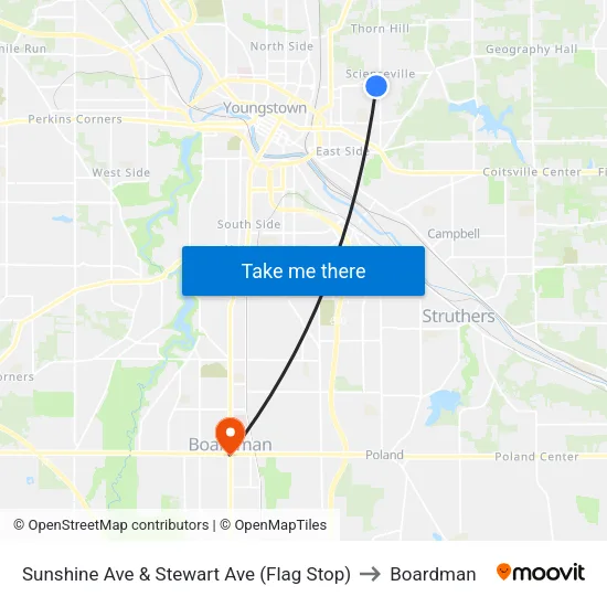 Sunshine Ave & Stewart Ave (Flag Stop) to Boardman map