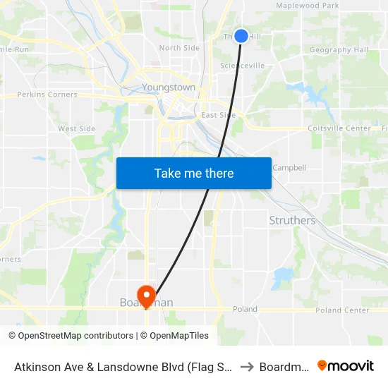 Atkinson Ave & Lansdowne Blvd (Flag Stop) to Boardman map