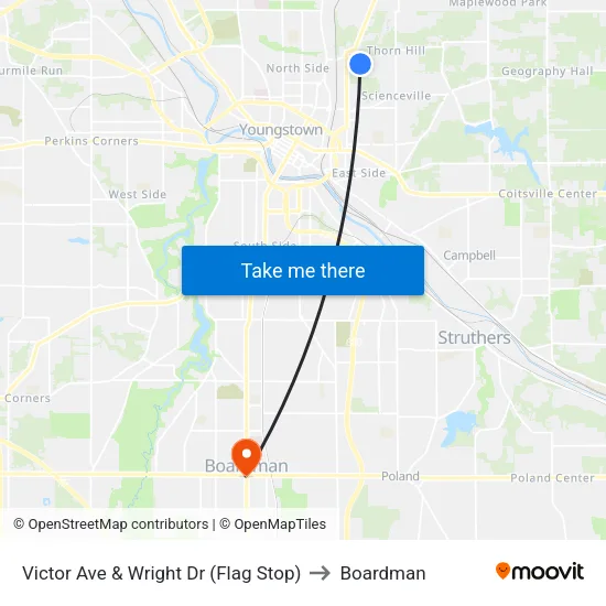 Victor Ave & Wright Dr (Flag Stop) to Boardman map