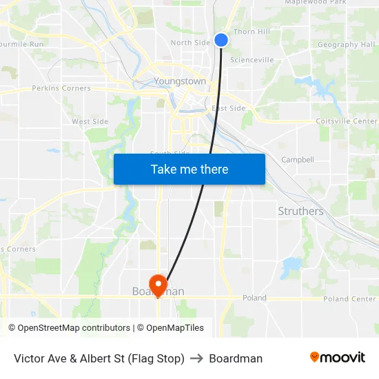 Victor Ave & Albert St (Flag Stop) to Boardman map