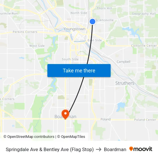 Springdale Ave & Bentley Ave (Flag Stop) to Boardman map