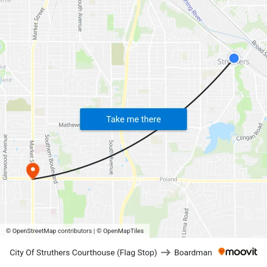City Of Struthers Courthouse (Flag Stop) to Boardman map