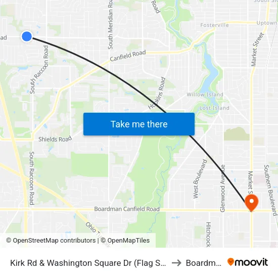Kirk Rd & Washington Square Dr (Flag Stop) to Boardman map