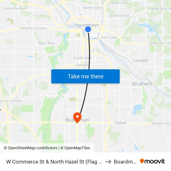 W Commerce St & North Hazel St (Flag Sto to Boardman map