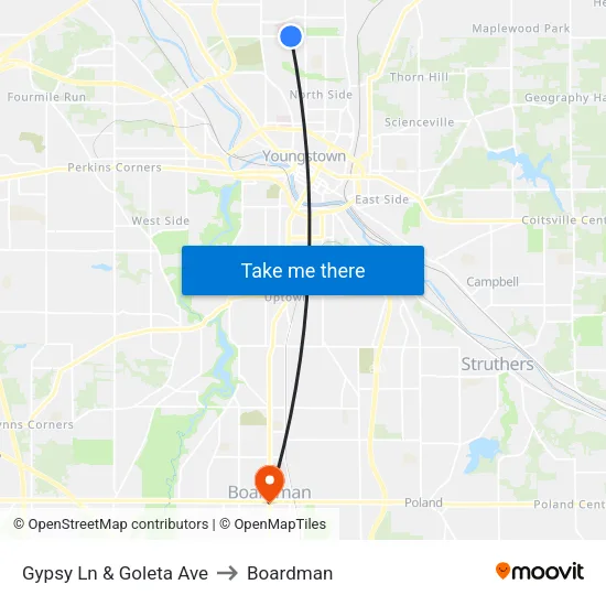 Gypsy Ln & Goleta Ave to Boardman map