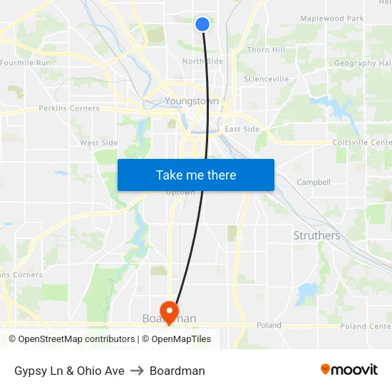 Gypsy Ln & Ohio Ave to Boardman map