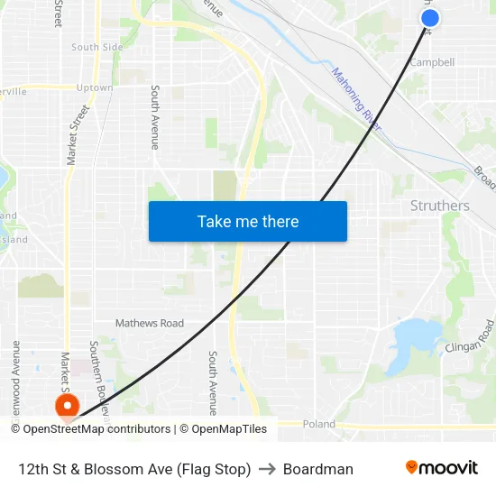 12th St & Blossom Ave (Flag Stop) to Boardman map