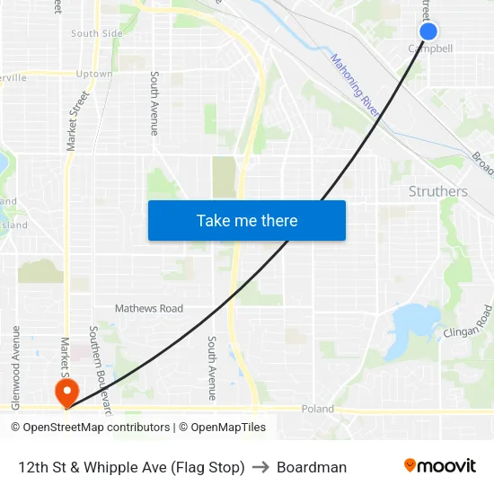 12th St & Whipple Ave (Flag Stop) to Boardman map