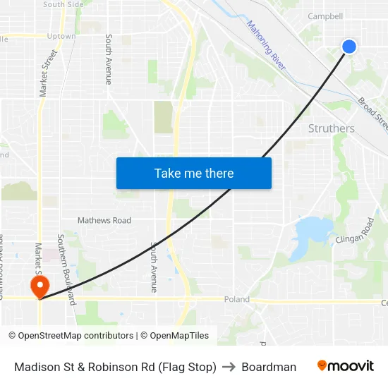Madison St & Robinson Rd (Flag Stop) to Boardman map