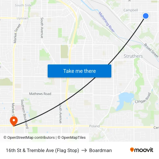 16th St & Tremble Ave (Flag Stop) to Boardman map