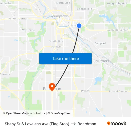 Shehy St & Loveless Ave (Flag Stop) to Boardman map