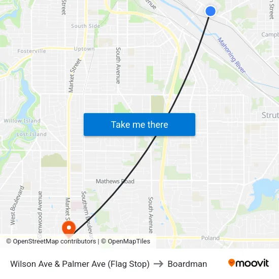 Wilson Ave & Palmer Ave (Flag Stop) to Boardman map