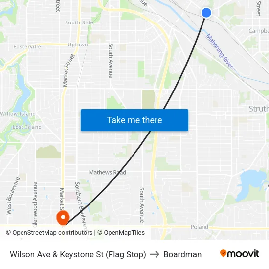 Wilson Ave & Keystone St (Flag Stop) to Boardman map