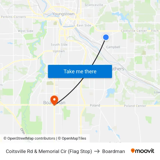 Coitsville Rd & Memorial Cir (Flag Stop) to Boardman map