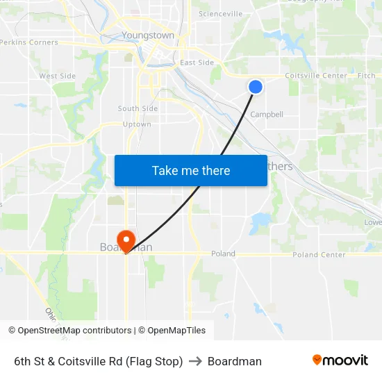 6th St & Coitsville Rd (Flag Stop) to Boardman map